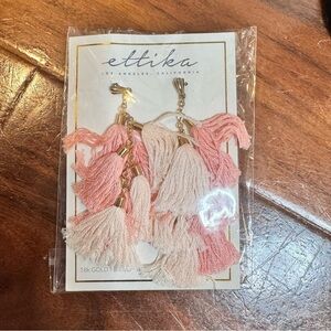 Ettika 18k gold plated , nickel free. 2 toned pink tassels earrings